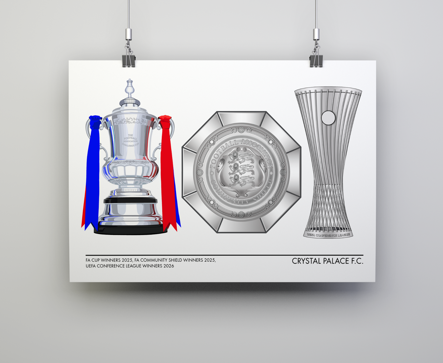 Crystal Palace Three Trophies Print