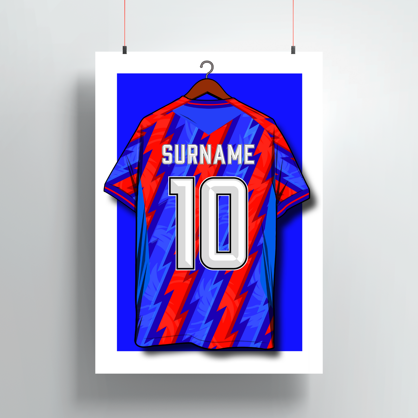 Personalised Crystal Palace 2026/27 Shirt Print. Any Name Shirt, Name & Number